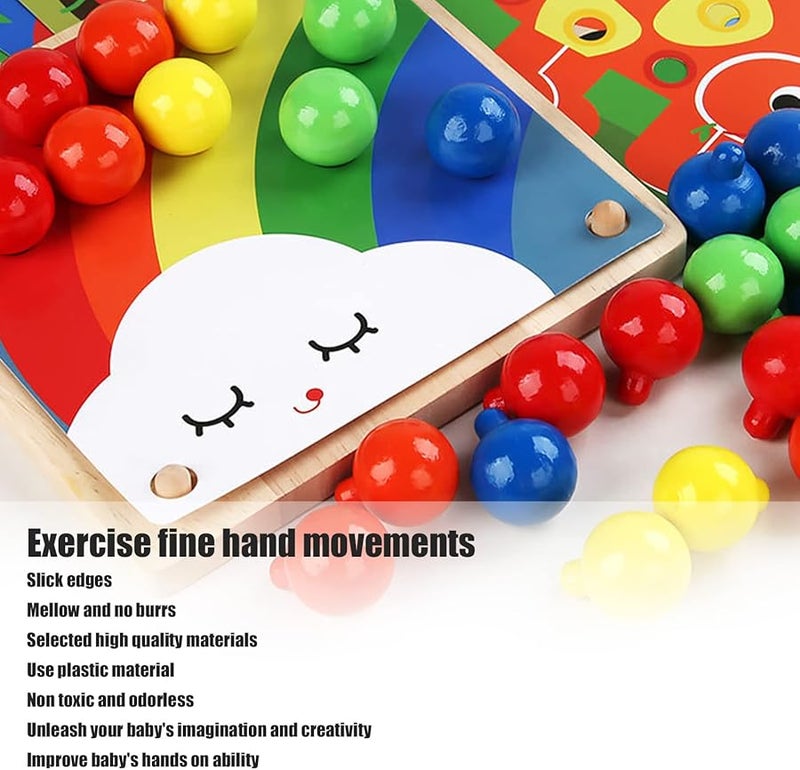 لعبة أحجية أظافر الفطر مع 25 خرزة و10 بطاقات، لعبة تعليمية مطابقة الألوان للأطفال بعمر 3 سنوات - Image 5